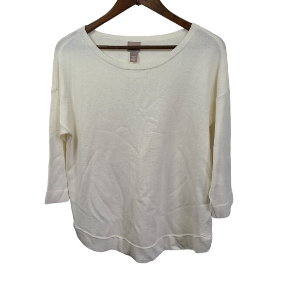 Chicos Cream Lightweight 3/4 Sleeve Sweeter Chicos 1 Us Medium - Picture 1 of 4